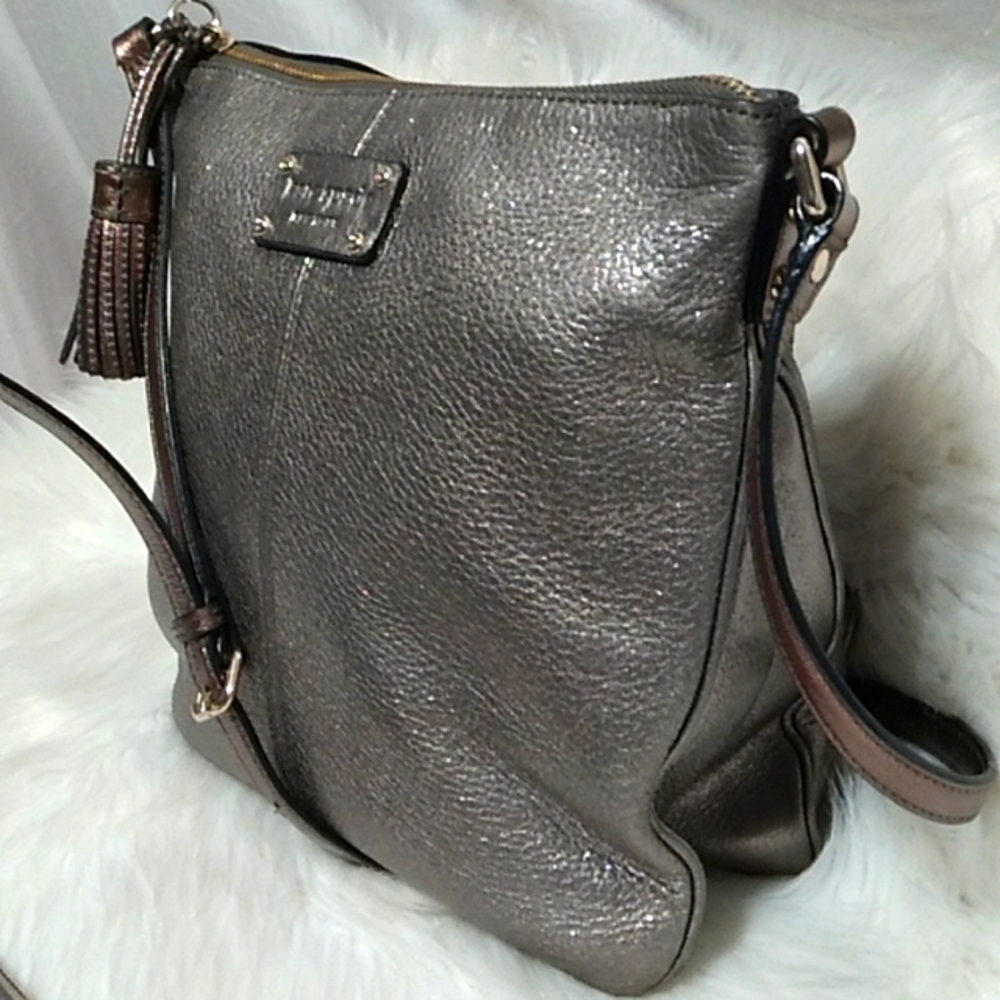 SALE! Kate Spade Oxidized Silver Metallic Tassels Crossbody & Matching Wallet - Picture 5 of 16